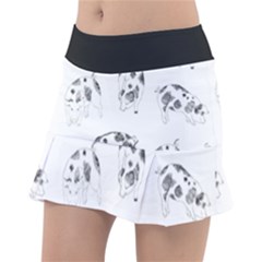 Pigs Handrawn Black And White Square13k Black Pattern Skull Bats Vintage K Tennis Skirt