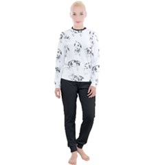 Pigs Handrawn Black And White Square13k Black Pattern Skull Bats Vintage K Women s Lounge Set