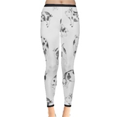 Pigs Handrawn Black And White Square13k Black Pattern Skull Bats Vintage K Inside Out Leggings