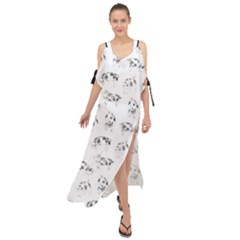 Pigs Handrawn Black And White Square13k Black Pattern Skull Bats Vintage K Maxi Chiffon Cover Up Dress