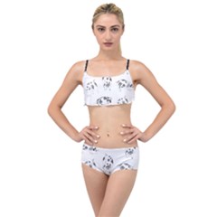 Pigs Handrawn Black And White Square13k Black Pattern Skull Bats Vintage K Layered Top Bikini Set