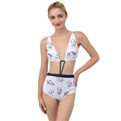 Pigs Handrawn Black And White Square13k Black Pattern Skull Bats Vintage K Tied Up Two Piece Swimsuit by genx
