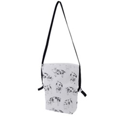 Pigs Handrawn Black And White Square13k Black Pattern Skull Bats Vintage K Folding Shoulder Bag