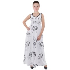 Pigs Handrawn Black And White Square13k Black Pattern Skull Bats Vintage K Empire Waist Velour Maxi Dress