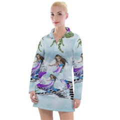 Cute Fairy Dancing On A Piano Women s Hoodie Dress by FantasyWorld7