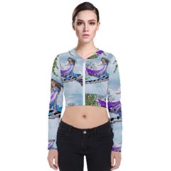 Cute Fairy Dancing On A Piano Long Sleeve Zip Up Bomber Jacket by FantasyWorld7