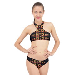 Sweets And  Candy As Decorative High Neck Bikini Set by pepitasart