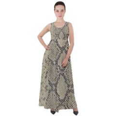 Snakeskin Pattern Lt Brown Empire Waist Velour Maxi Dress by retrotoomoderndesigns