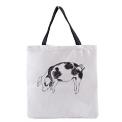 Pig floppy ears Hand drawn with funny cow spots Black And White Grocery Tote Bag