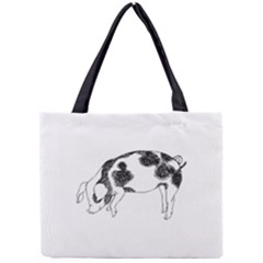 Pig floppy ears Hand drawn with funny cow spots Black And White Mini Tote Bag