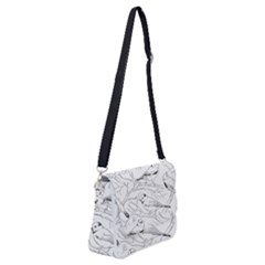 Birds Hand drawn Outline Black And White Vintage ink Shoulder Bag with Back Zipper