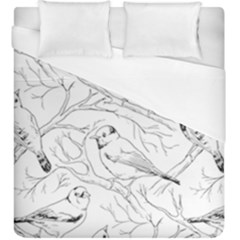 Birds Hand Drawn Outline Black And White Vintage Ink Duvet Cover (king Size) by genx