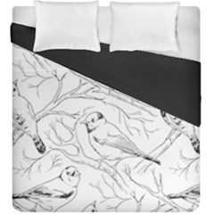 Birds Hand Drawn Outline Black And White Vintage Ink Duvet Cover Double Side (king Size)