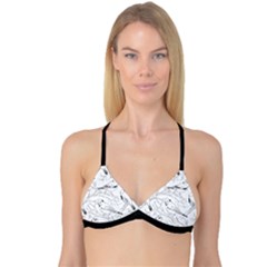 Birds Hand drawn Outline Black And White Vintage ink Reversible Tri Bikini Top