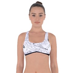 Birds Hand drawn Outline Black And White Vintage ink Got No Strings Sports Bra