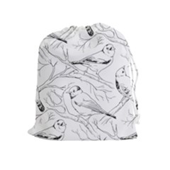 Birds Hand Drawn Outline Black And White Vintage Ink Drawstring Pouch (xl) by genx