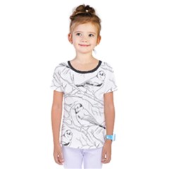 Birds Hand drawn Outline Black And White Vintage ink Kids  One Piece Tee
