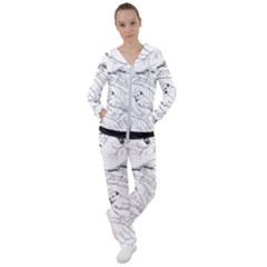 Birds Hand drawn Outline Black And White Vintage ink Women s Tracksuit