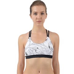 Birds Hand drawn Outline Black And White Vintage ink Back Web Sports Bra