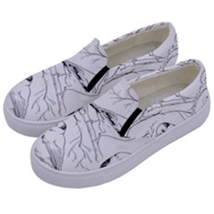 Birds Hand Drawn Outline Black And White Vintage Ink Kids  Canvas Slip Ons by genx