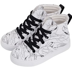 Birds Hand drawn Outline Black And White Vintage ink Kids  Hi-Top Skate Sneakers