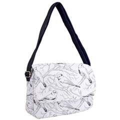 Birds Hand drawn Outline Black And White Vintage ink Courier Bag