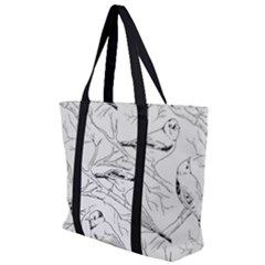 Birds Hand Drawn Outline Black And White Vintage Ink Zip Up Canvas Bag by genx