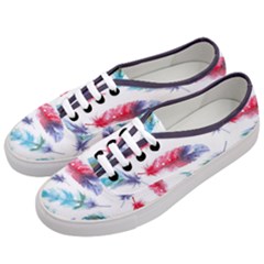 Feathers Boho Style Purple Red And Blue Watercolor Women s Classic Low Top Sneakers by genx