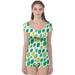 Leaves Green Modern Pattern Naive Retro Leaf Organic Boyleg Leotard  by genx