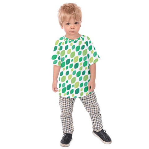 Leaves Green Modern Pattern Naive Retro Leaf Organic Kids  Raglan Tee by genx