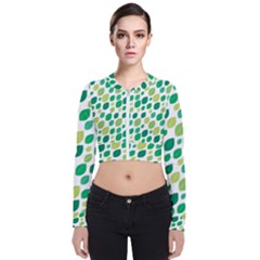 Leaves Green Modern Pattern Naive Retro Leaf Organic Long Sleeve Zip Up Bomber Jacket by genx