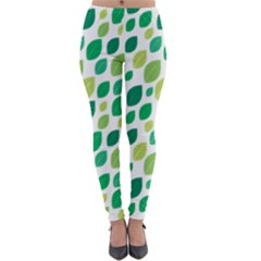 Leaves Green Modern Pattern Naive Retro Leaf Organic Lightweight Velour Leggings by genx