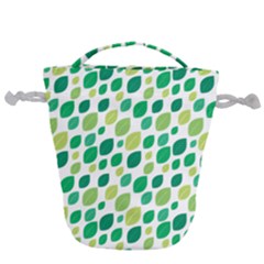 Leaves Green Modern Pattern Naive Retro Leaf Organic Drawstring Bucket Bag by genx