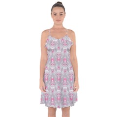 Seamless Pattern Background Ruffle Detail Chiffon Dress by HermanTelo
