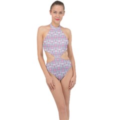 Seamless Pattern Background Halter Side Cut Swimsuit by HermanTelo