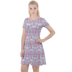 Seamless Pattern Background Cap Sleeve Velour Dress 