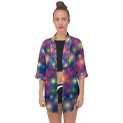 Abstract Background Graphic Space Open Front Chiffon Kimono by Bajindul