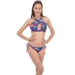 Abstract Background Graphic Space Cross Front Halter Bikini Set by Bajindul