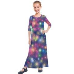 Abstract Background Graphic Space Kids  Quarter Sleeve Maxi Dress by Bajindul