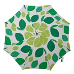 Leaves Green Modern Pattern Naive Retro Leaf Organic Hook Handle Umbrellas (medium) by genx