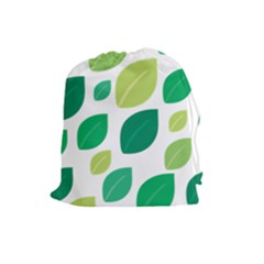 Leaves Green Modern Pattern Naive Retro Leaf Organic Drawstring Pouch (large) by genx