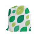 Leaves Green Modern Pattern Naive retro leaf organic Drawstring Pouch (XL) View1