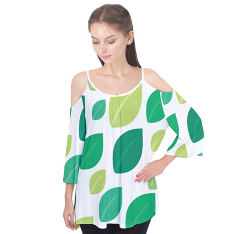 Leaves Green Modern Pattern Naive Retro Leaf Organic Flutter Tees by genx