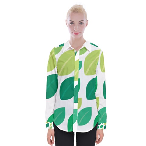 Leaves Green Modern Pattern Naive Retro Leaf Organic Womens Long Sleeve Shirt by genx