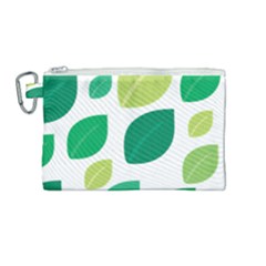 Leaves Green Modern Pattern Naive Retro Leaf Organic Canvas Cosmetic Bag (medium) by genx