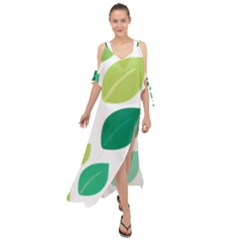 Leaves Green Modern Pattern Naive Retro Leaf Organic Maxi Chiffon Cover Up Dress by genx