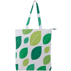 Leaves Green Modern Pattern Naive Retro Leaf Organic Double Zip Up Tote Bag by genx