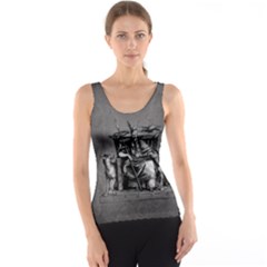 Odin On His Throne With Ravens Wolf On Black Stone Texture Tank Top by snek