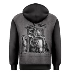 Odin On His Throne With Ravens Wolf On Black Stone Texture Men s Zipper Hoodie by snek