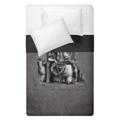 Odin On His Throne With Ravens Wolf On Black Stone Texture Duvet Cover Double Side (single Size) by snek